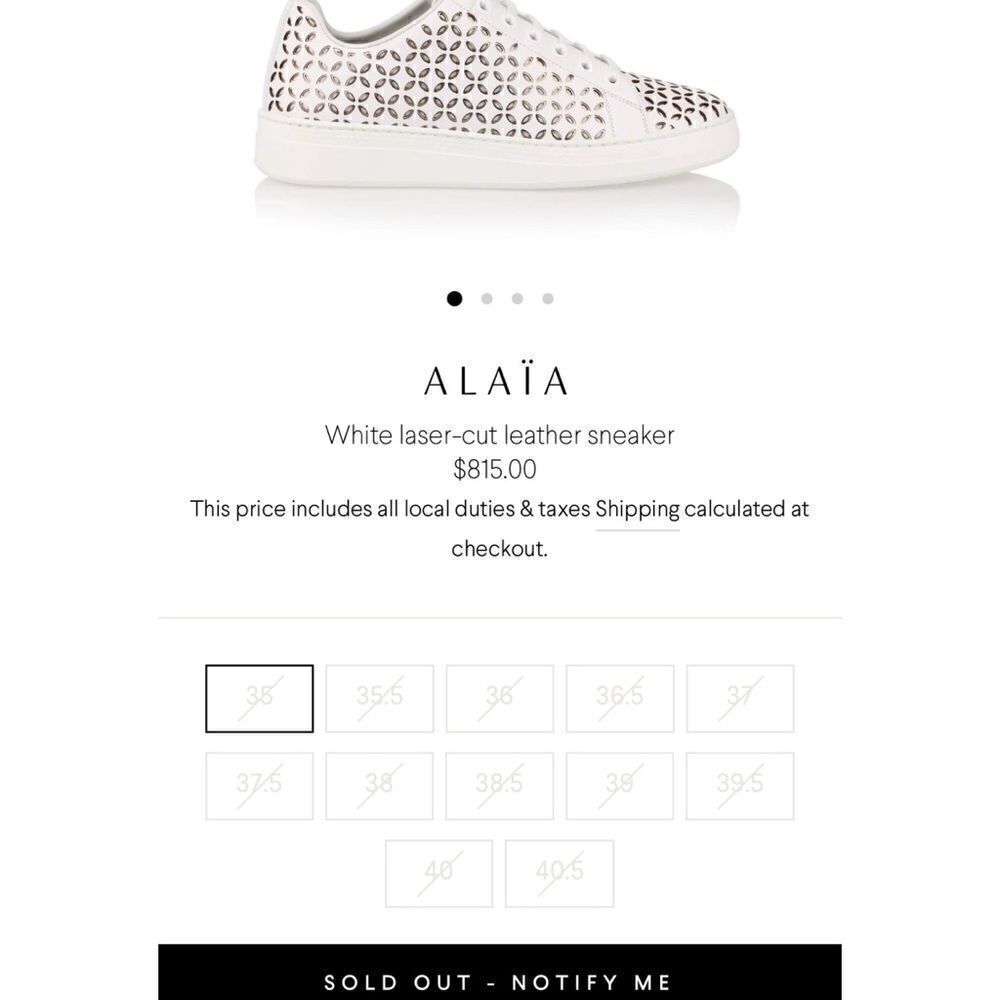 ALAÏA
White laser-cut leather sneaker size 35 / excellent - Picture 5 of 13